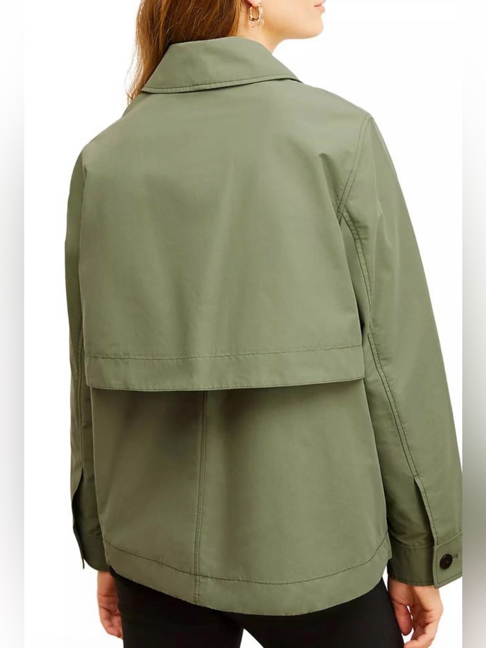 M.M. LAFLEUR THE NESS JACKET IN CRISP COTTON, TARRAGON, SIZE M. - Picture 4 of 16